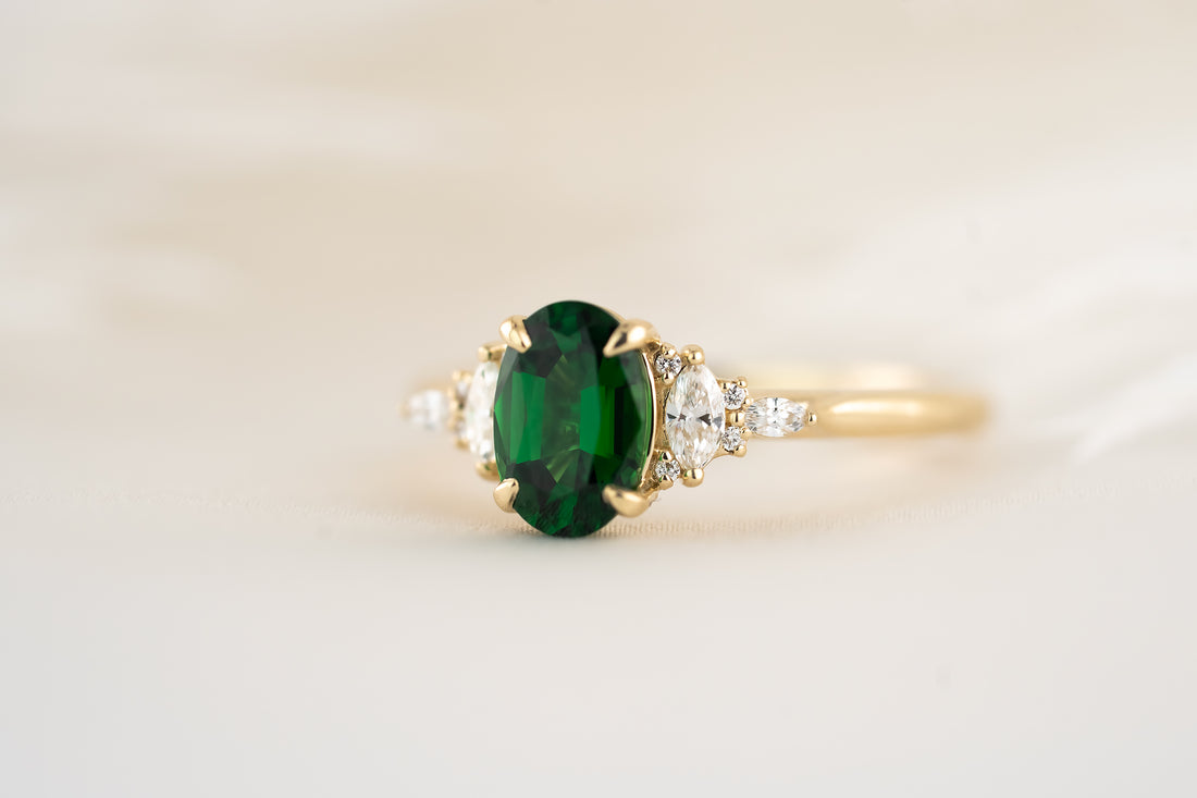 The Maeve Ring - 1.24 CT Oval Tsavorite Garnet - Lavender Creek Gems 