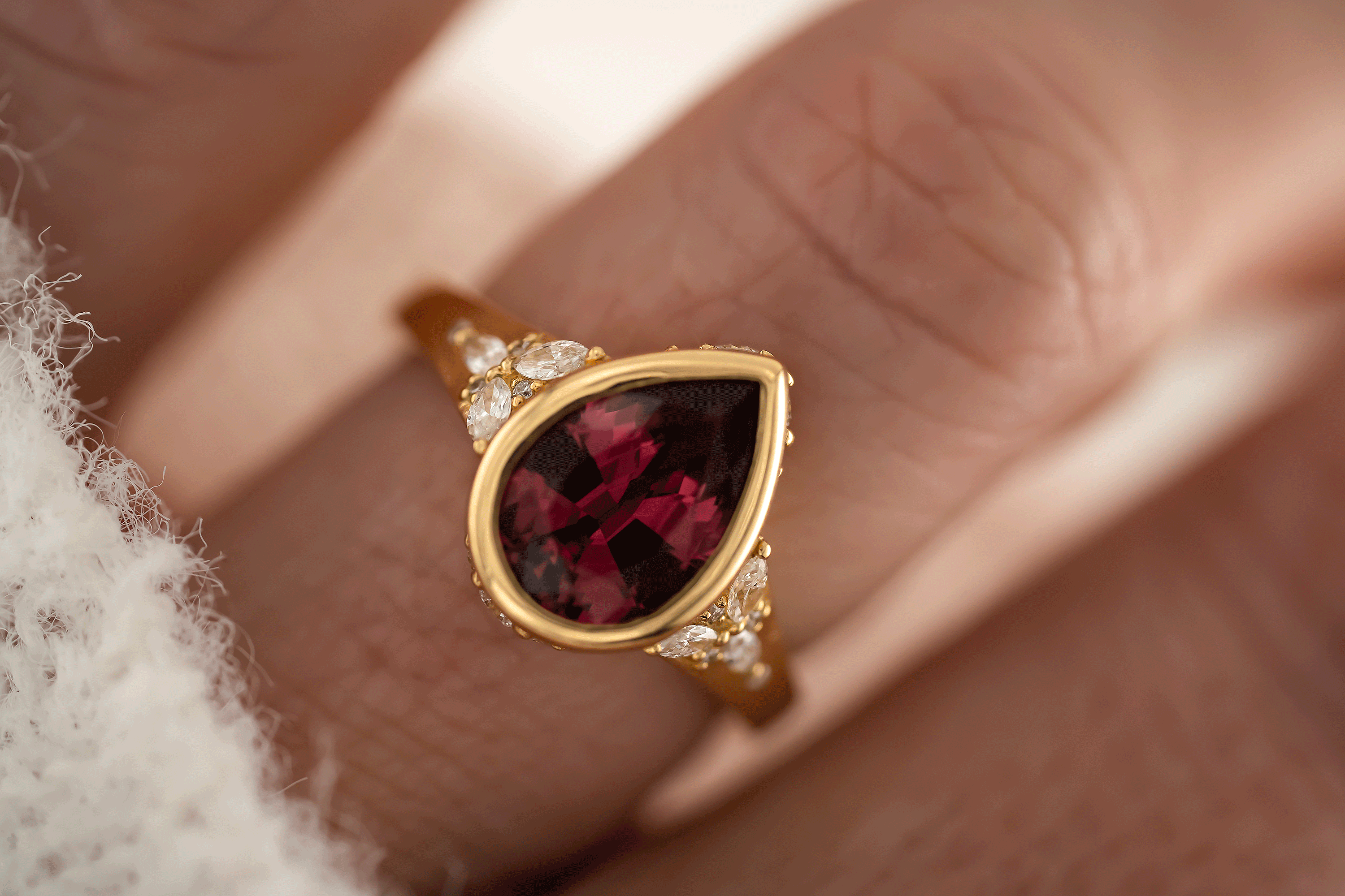 The Daylight Ring | 2.51 Pear Cut Red Spinel - Lavender Creek Gems 