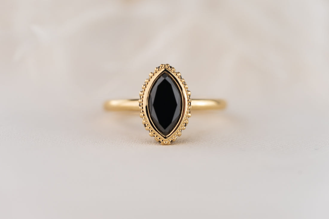 The Sitara Ring | 1.2 CT Marquise Black Diamond