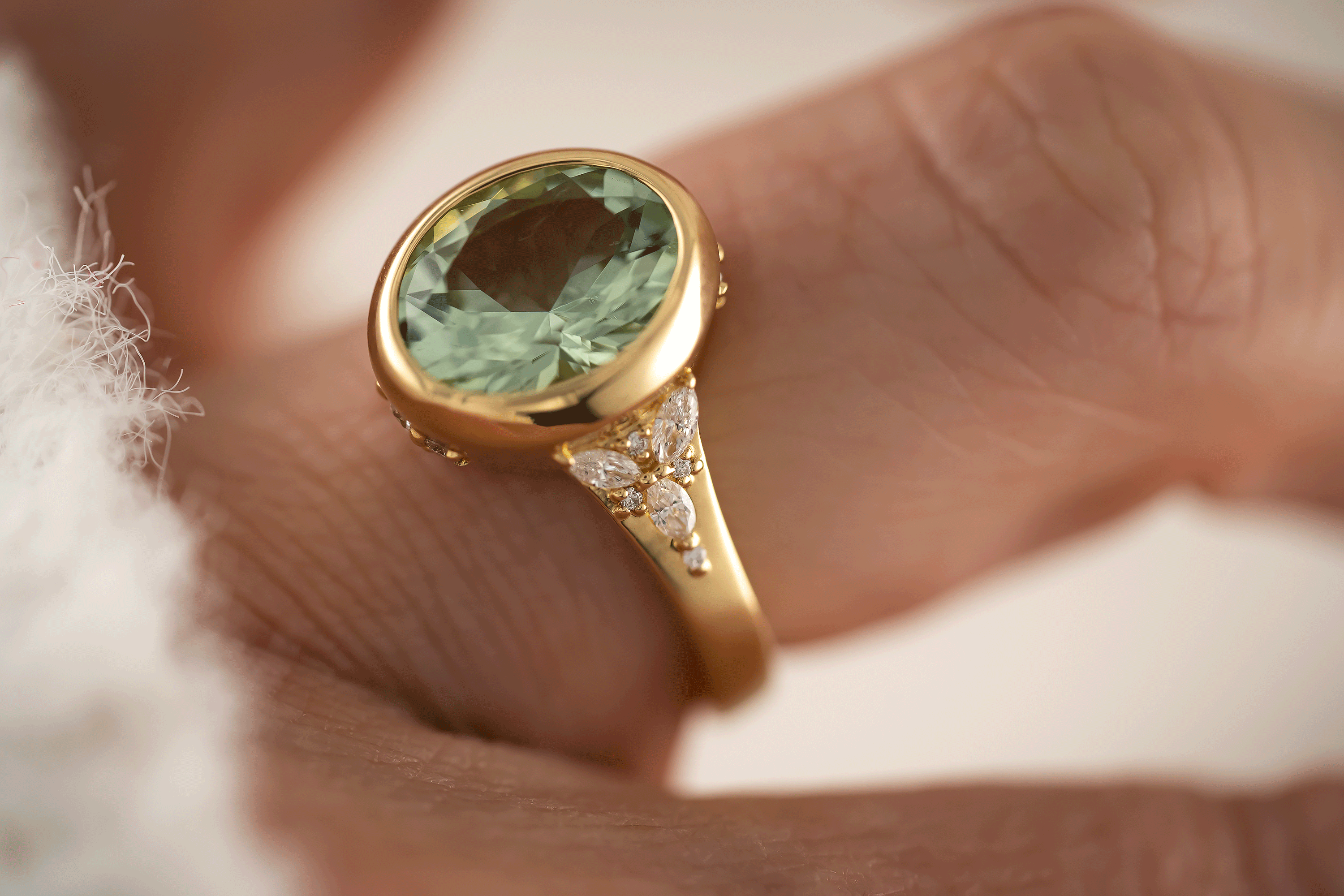 The Daylight Ring | 3.06 Oval Cut Mint Green Tourmaline - Lavender Creek Gems 
