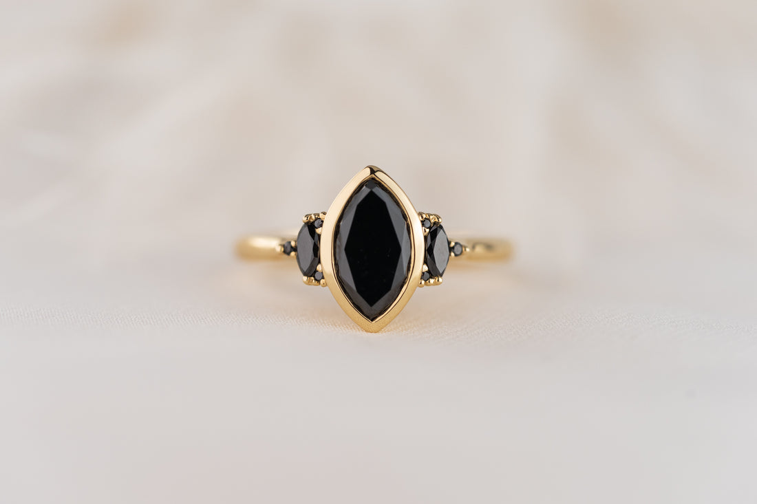 The Bezel Maren Ring | 1.2 CT Marquise Black Diamond