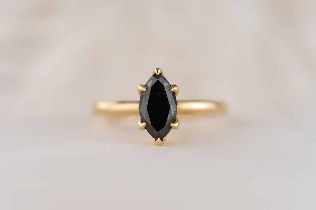 The Secret Garden Ring | 1.2 CT Marquise Black Diamond