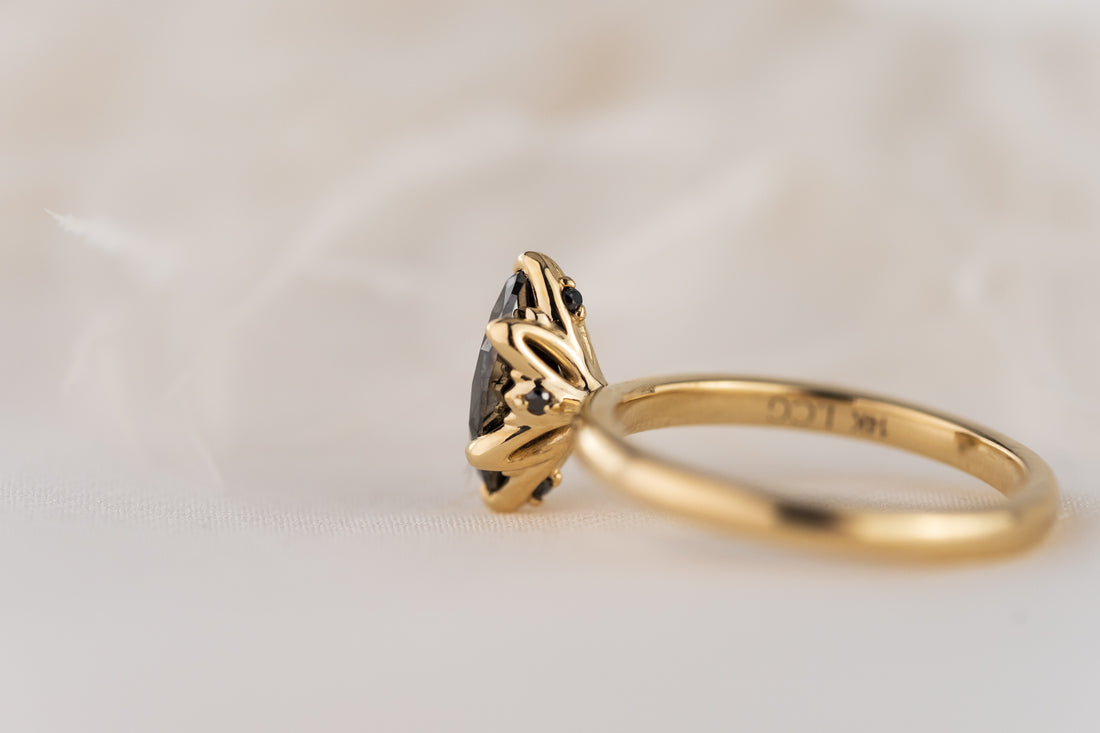 The Secret Garden Ring | 1.2 CT Marquise Black Diamond