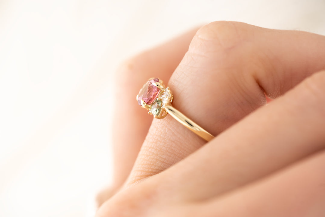 The Fleur Ring - 1.32 CT Round Pink Tourmaline