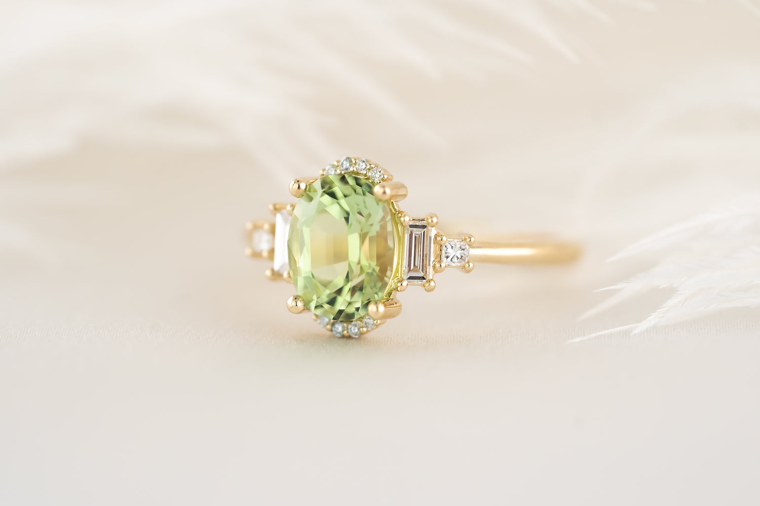 The Sura Ring - 1.64 CT Oval Mint Green Tourmaline - Lavender Creek Gems 