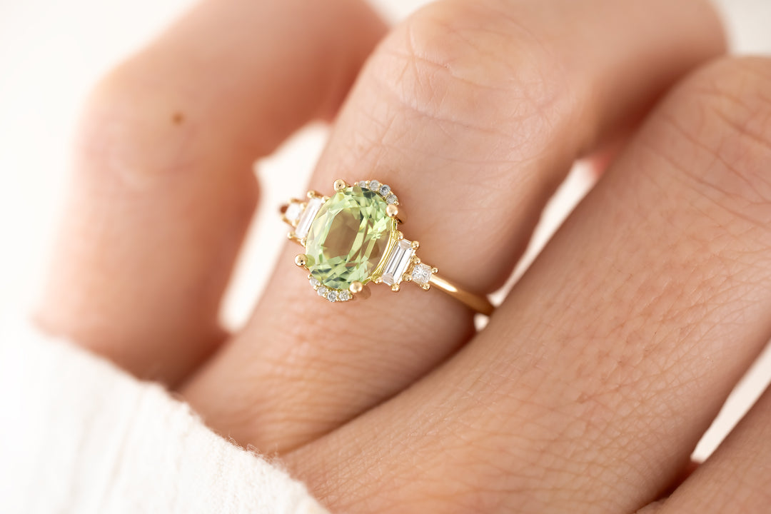 The Sura Ring - 1.64 CT Oval Mint Green Tourmaline