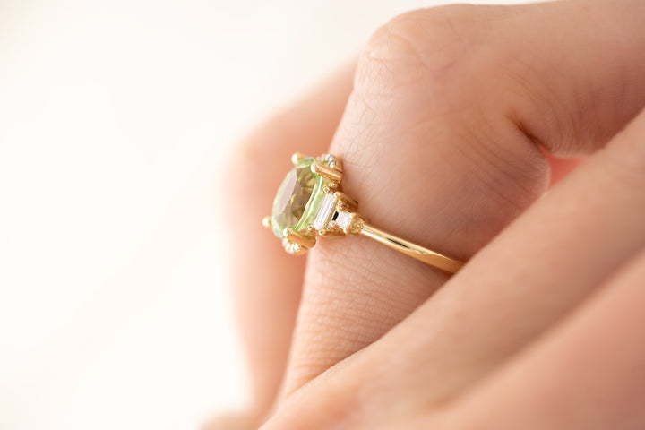 The Sura Ring - 1.64 CT Oval Mint Green Tourmaline