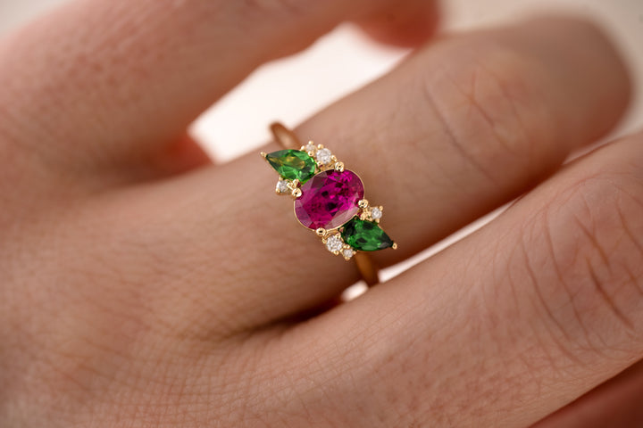 The Fleur 1.28 CT Oval Cut Pink Sapphire Ring