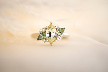 The Fleur 1.5 CT Marquise Cut Pale Yellow Sapphire Ring - Lavender Creek Gems 