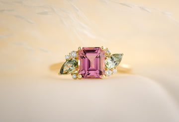 The Fleur 1.63 CT Emerald Cut Pink Tourmaline Ring - Lavender Creek Gems 