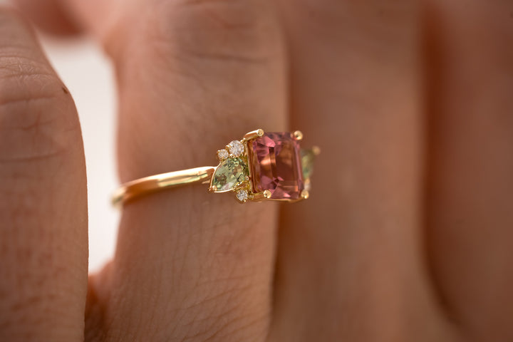 The Fleur 1.63 CT Emerald Cut Pink Tourmaline Ring