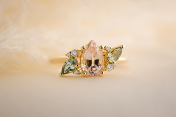 The Fleur 1.23 CT Pear Cut Peach Morganite Ring - Lavender Creek Gems 