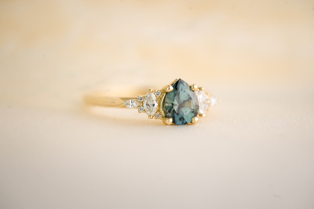 The Maeve 1 CT Pear Teal Sapphire Ring