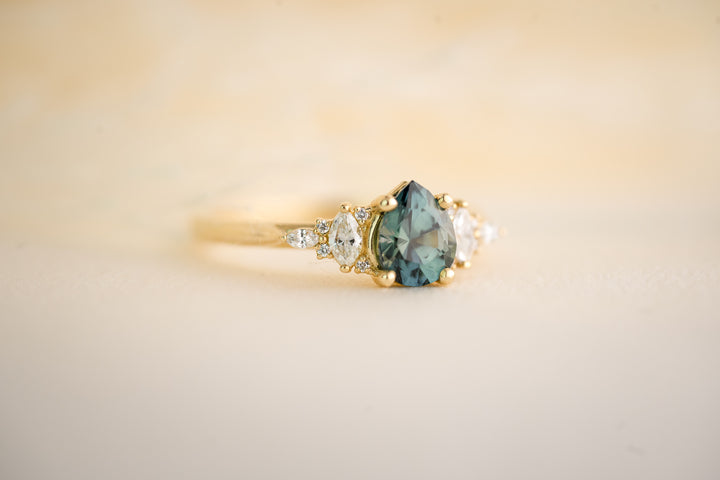 The Maeve 1 CT Pear Teal Sapphire Ring