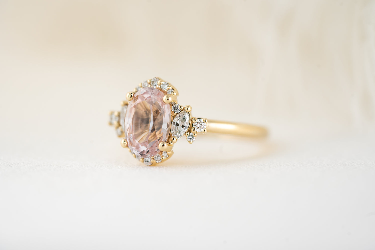 The Naevia Ring | 2.09 CT Oval Pastel Pink Sapphire - Lavender Creek Gems 