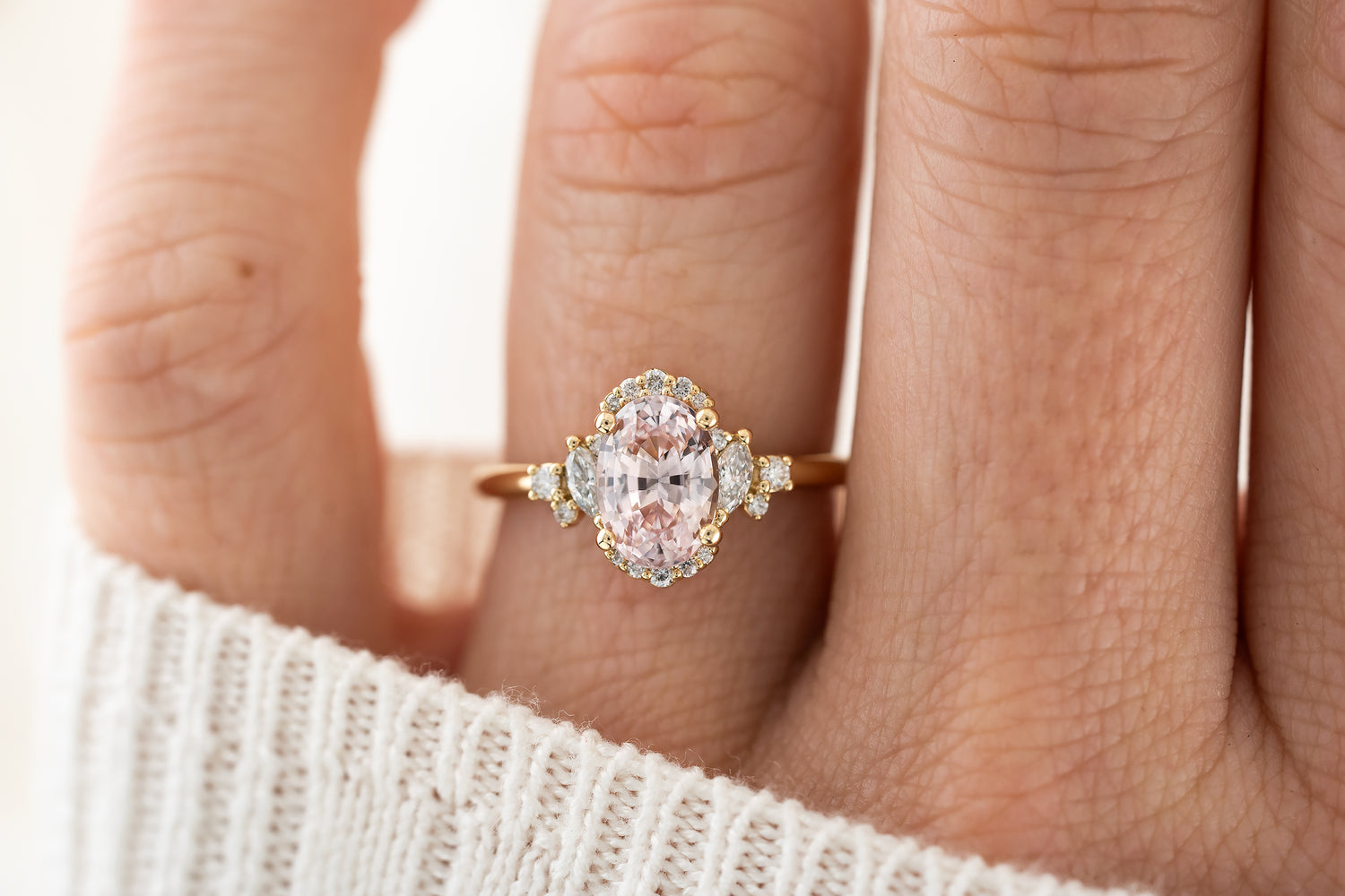 The Naevia Ring | 2.09 CT Oval Pastel Pink Sapphire - Lavender Creek Gems 