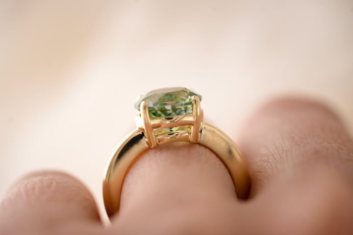 The Fiona 4.1 CT Portuguese Cut Green Tourmaline Ring
