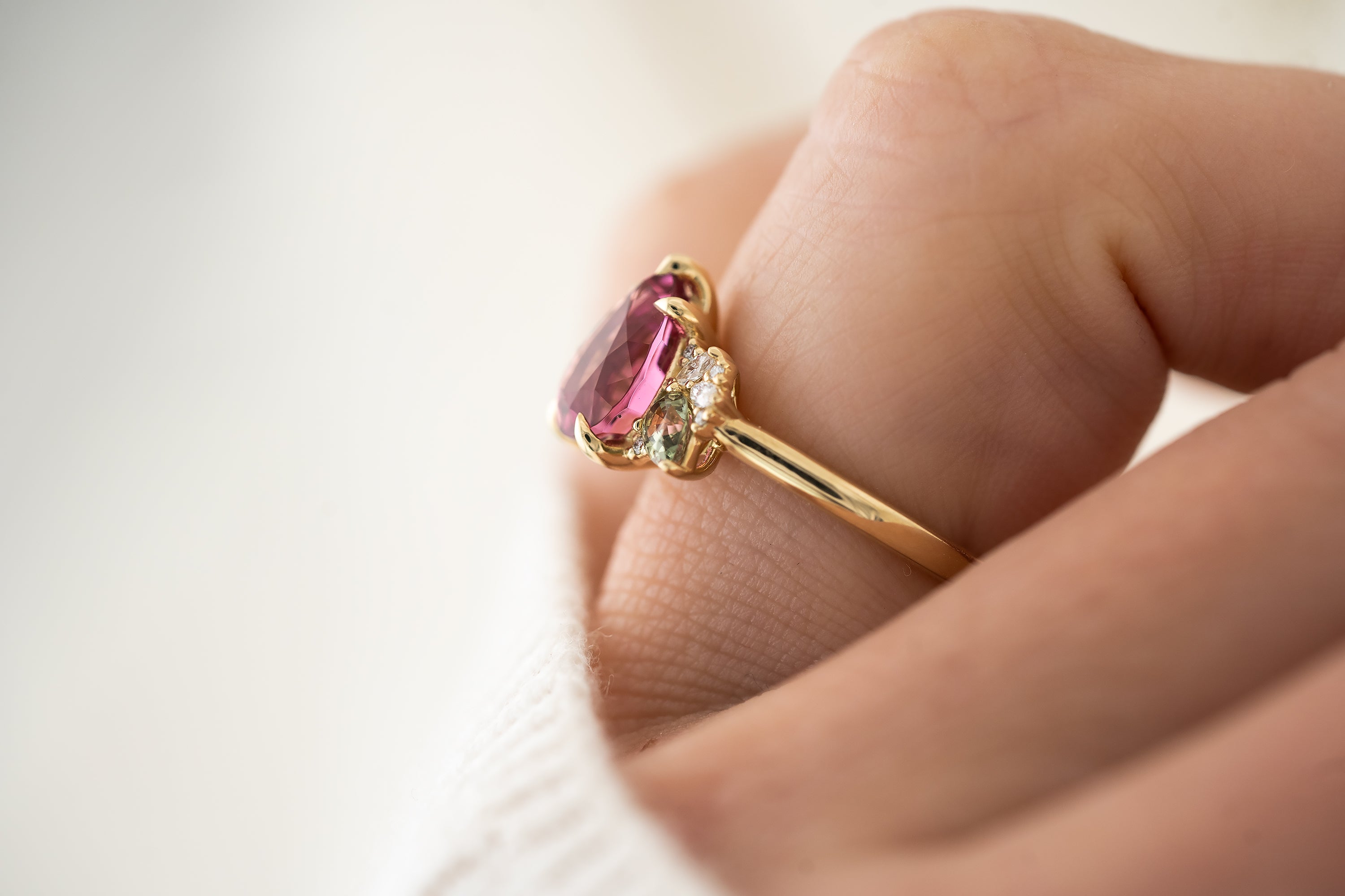 The Fleur Ring | 2.29 CT Pear Rose Tourmaline - Lavender Creek Gems 