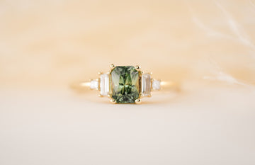 The Mira 1.2 CT Radiant Green Sapphire Ring - Lavender Creek Gems 