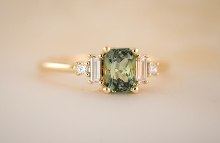The Mira 1.2 CT Radiant Green Sapphire Ring