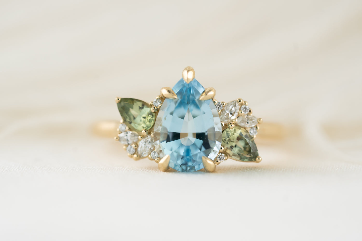 The Fleur Ring | 1.6 CT Pear Aquamarine - Lavender Creek Gems 