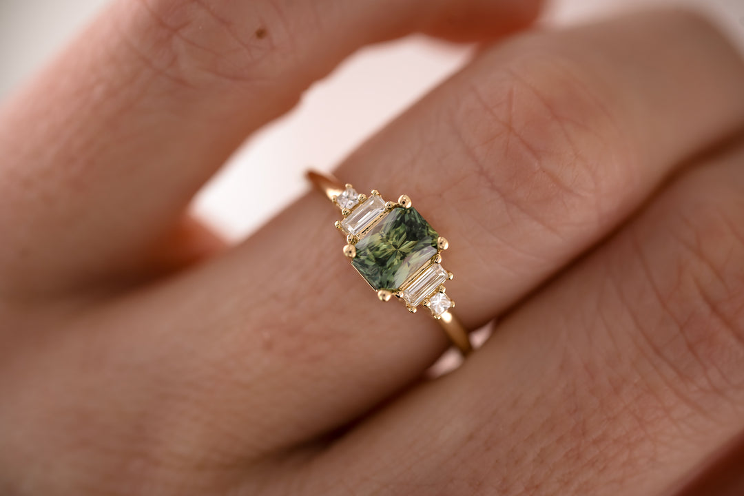 The Mira 1.2 CT Radiant Green Sapphire Ring