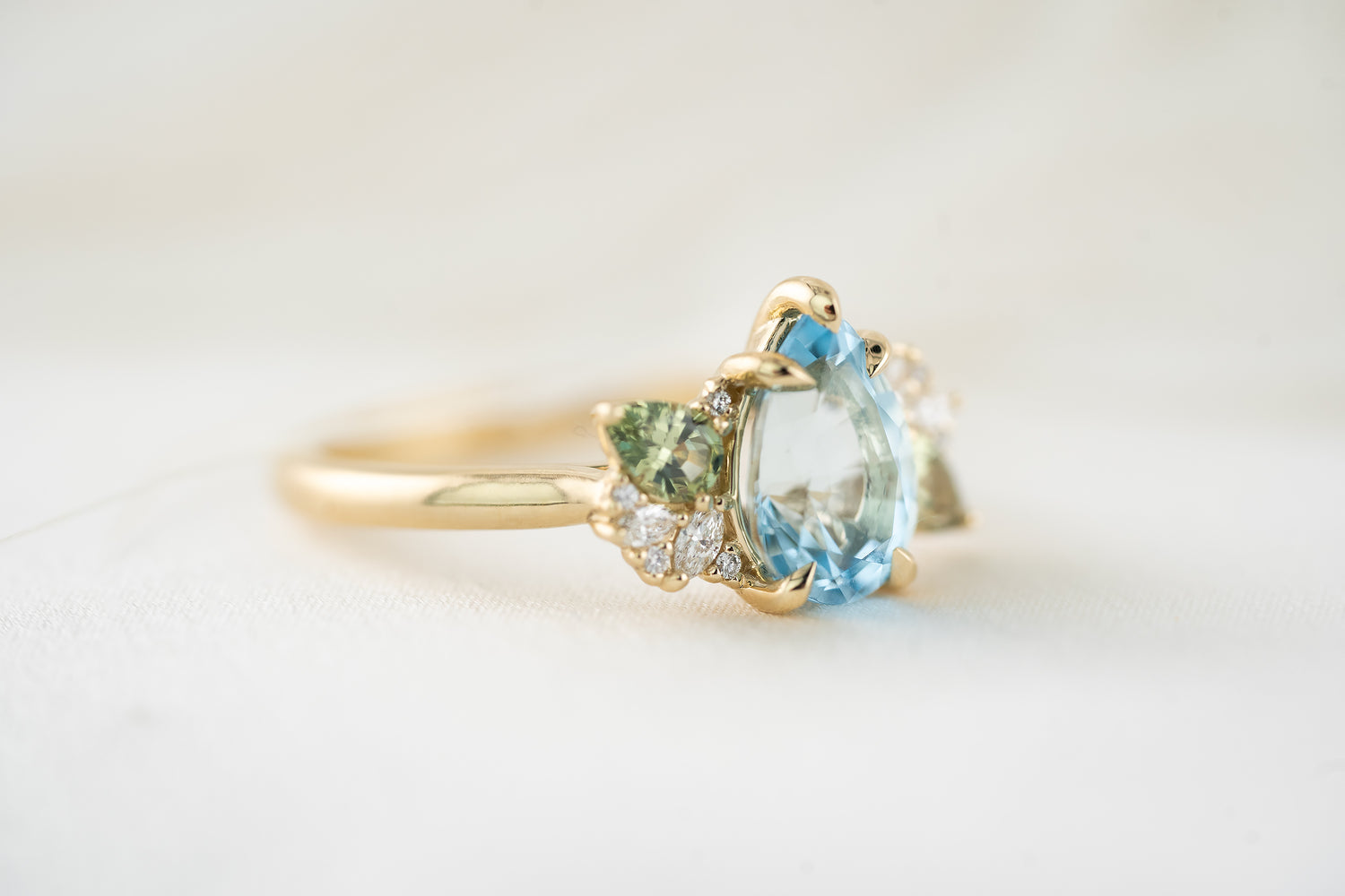 The Fleur Ring | 1.6 CT Pear Aquamarine - Lavender Creek Gems 