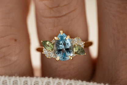 The Fleur Ring | 1.6 CT Pear Aquamarine - Lavender Creek Gems 