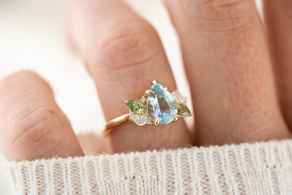 The Fleur Ring | 1.6 CT Pear Aquamarine - Lavender Creek Gems 