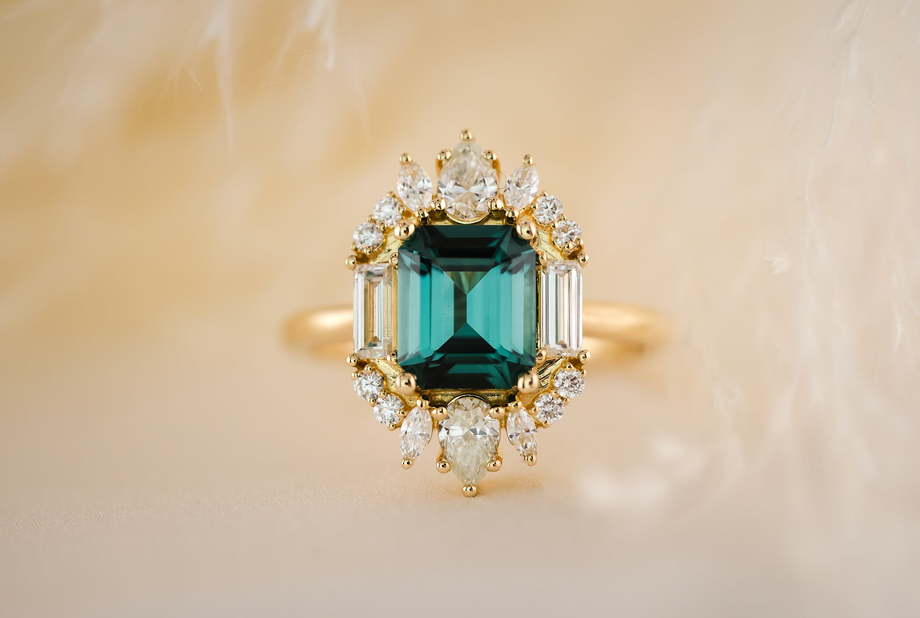 Buy 2 Carats Oval Indicolite Tourmaline Engagement Ring, Three Stone Teal  Green Tourmaline Promise Ring, Peacock Gemstone Ring, October Birthday  Online in India - Etsy