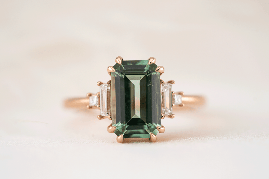 The Mira Ring | 2.69 CT Emerald Cut Lagoon Tourmaline - Lavender Creek Gems