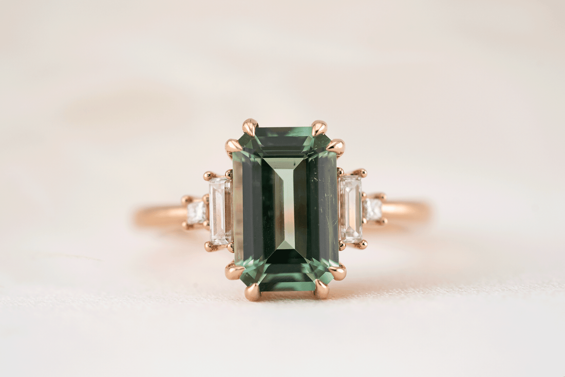 The Mira Ring | 2.69 CT Emerald Cut Lagoon Tourmaline - Lavender Creek Gems 