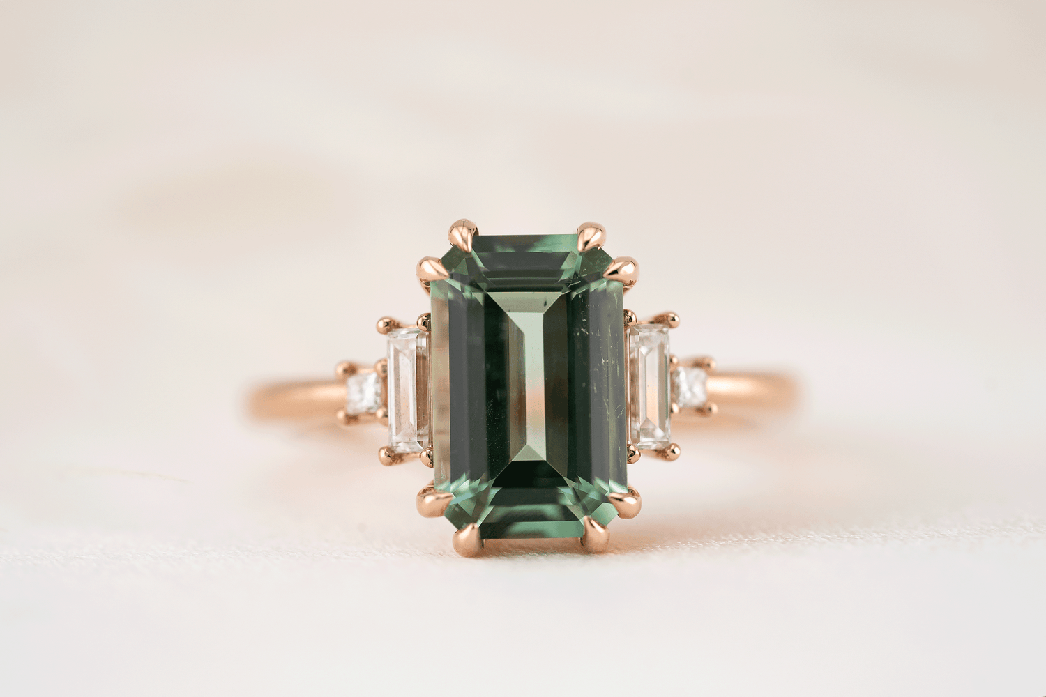 The Mira Ring | 2.69 CT Emerald Cut Lagoon Tourmaline - Lavender Creek Gems 