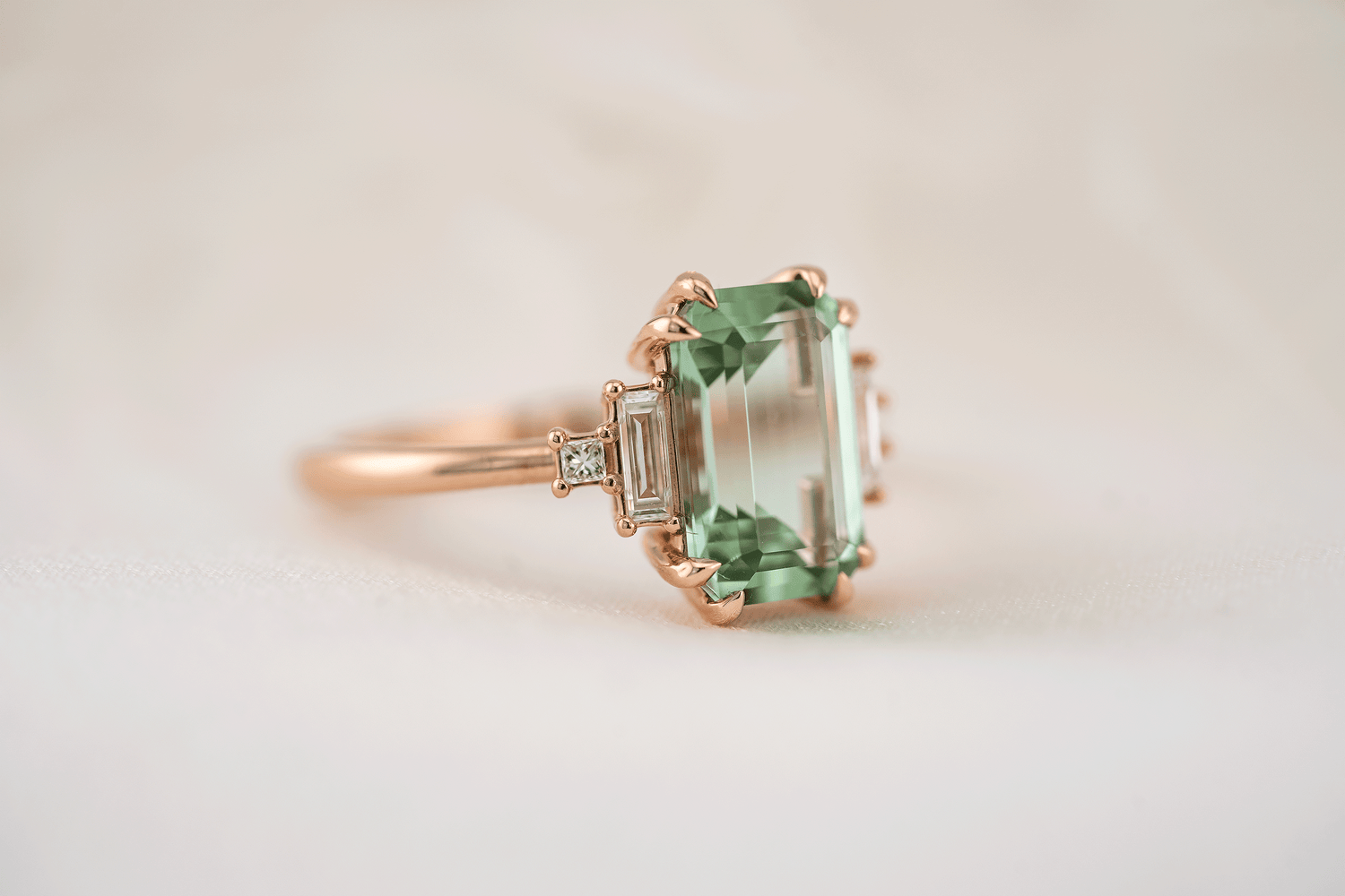 The Mira Ring | 2.69 CT Emerald Cut Lagoon Tourmaline - Lavender Creek Gems 