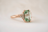 The Mira Ring | 2.69 CT Emerald Cut Lagoon Tourmaline - Lavender Creek Gems 