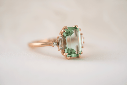 The Mira Ring | 2.69 CT Emerald Cut Lagoon Tourmaline - Lavender Creek Gems 