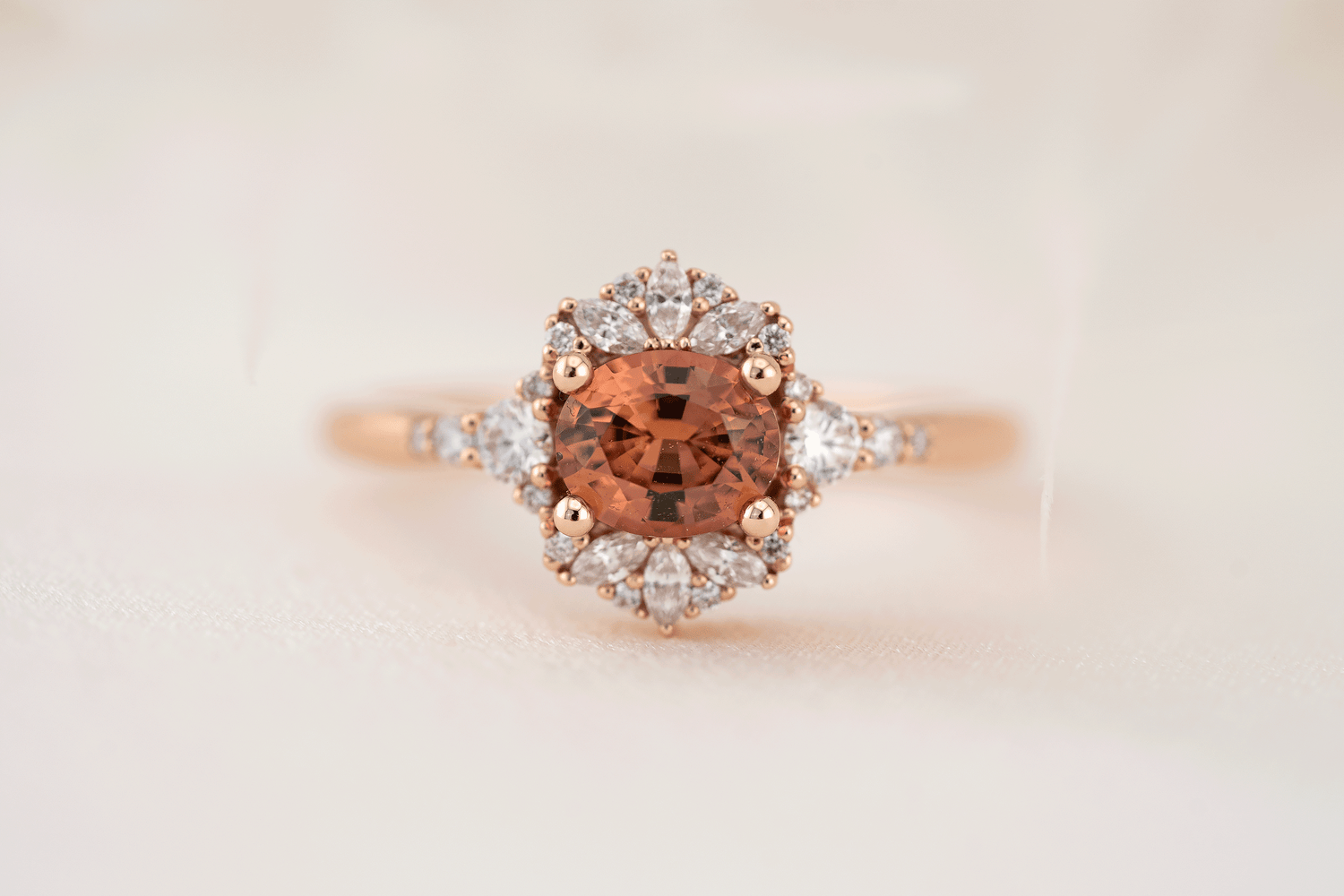 The Comtesse Ring | 0.88 CT Oval Orange Sapphire