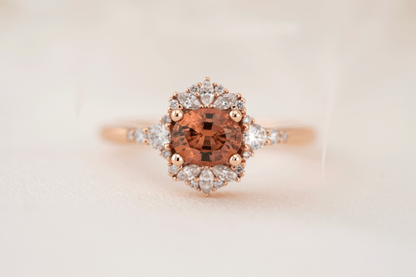 The Comtesse Ring | 0.88 CT Oval Orange Sapphire