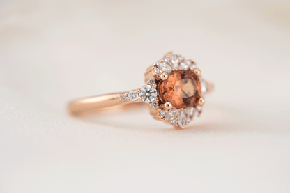 The Comtesse Ring | 0.88 CT Oval Orange Sapphire