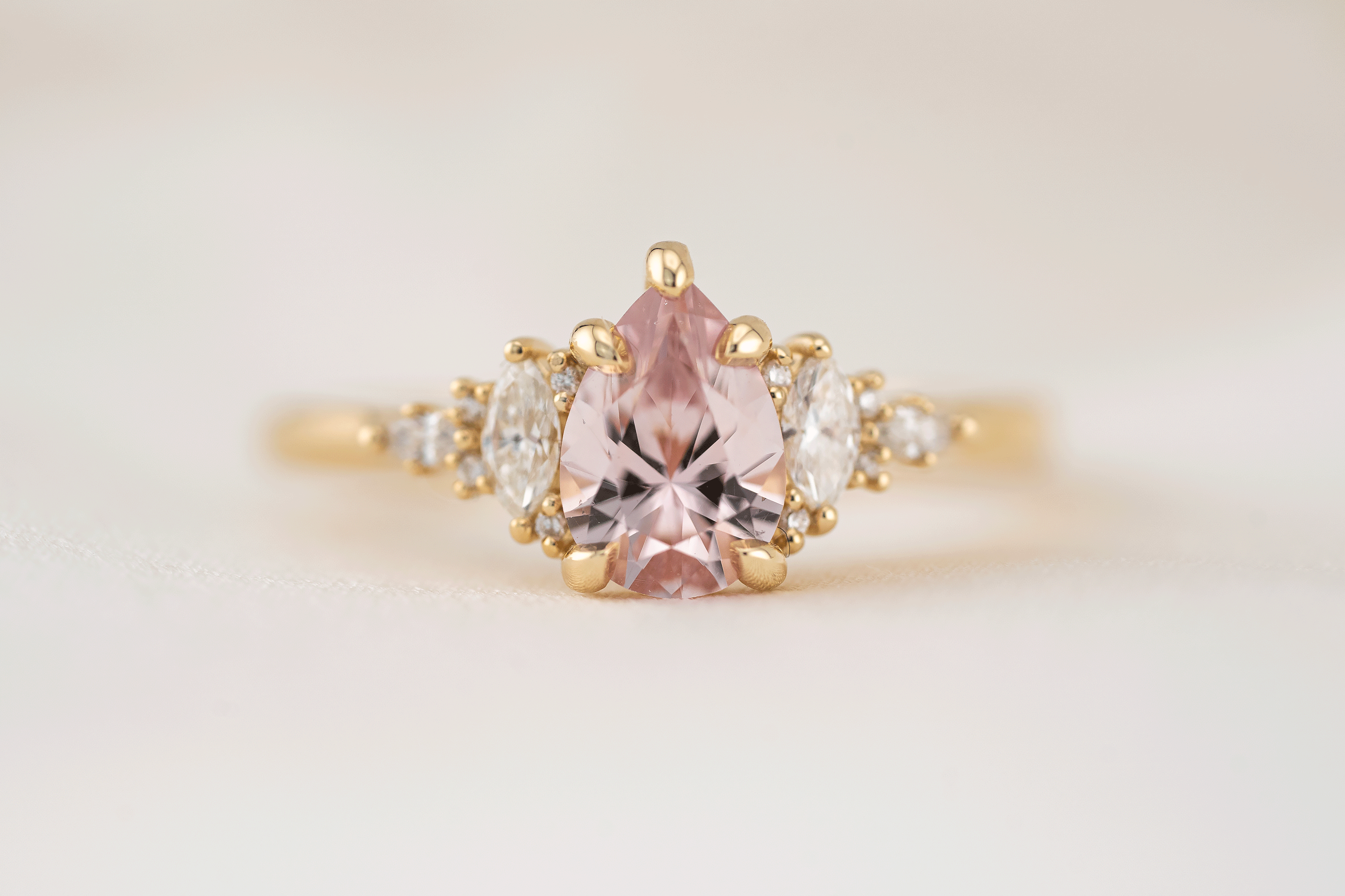 The Maeve Ring | 1.1 CT Pear Peachy Pink Sapphire - Lavender Creek Gems 