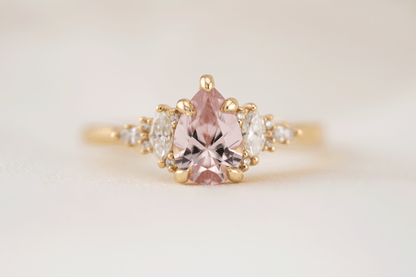 The Maeve Ring | 1.1 CT Pear Peachy Pink Sapphire
