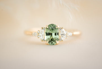 The Maeve 1.14 CT Oval Mint Green Sapphire Ring - Lavender Creek Gems 