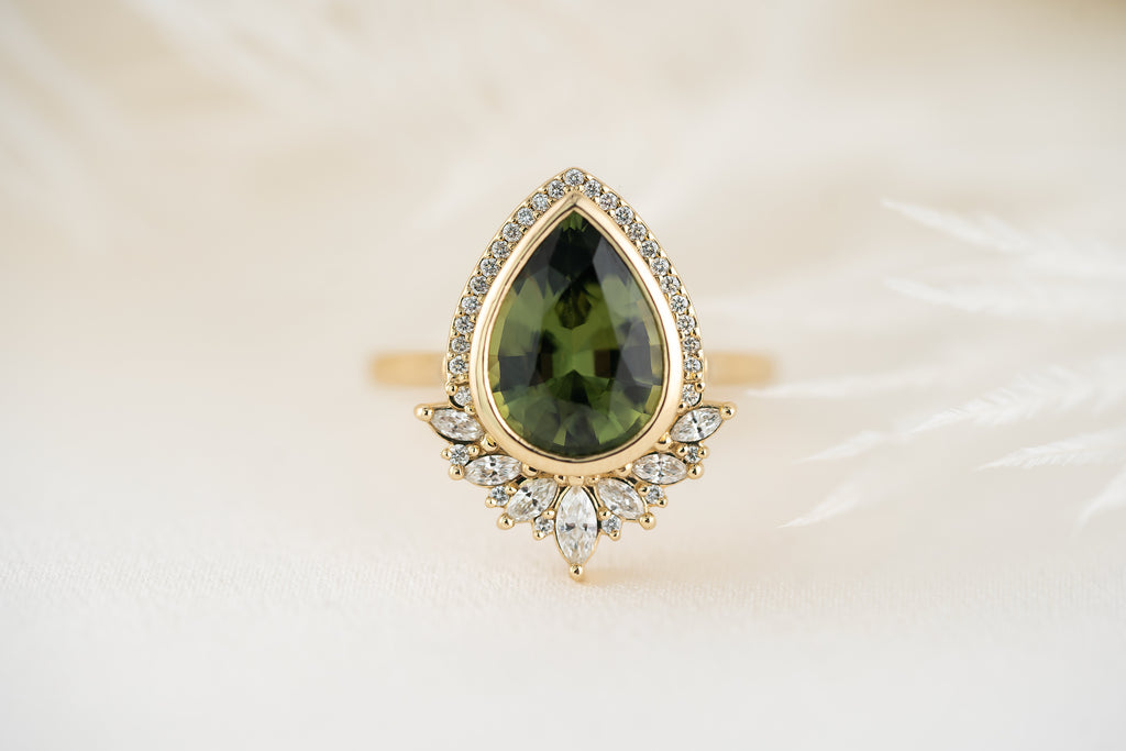 The Penelope Ring | 3.82 CT Green Sapphire - Lavender Creek Gems 