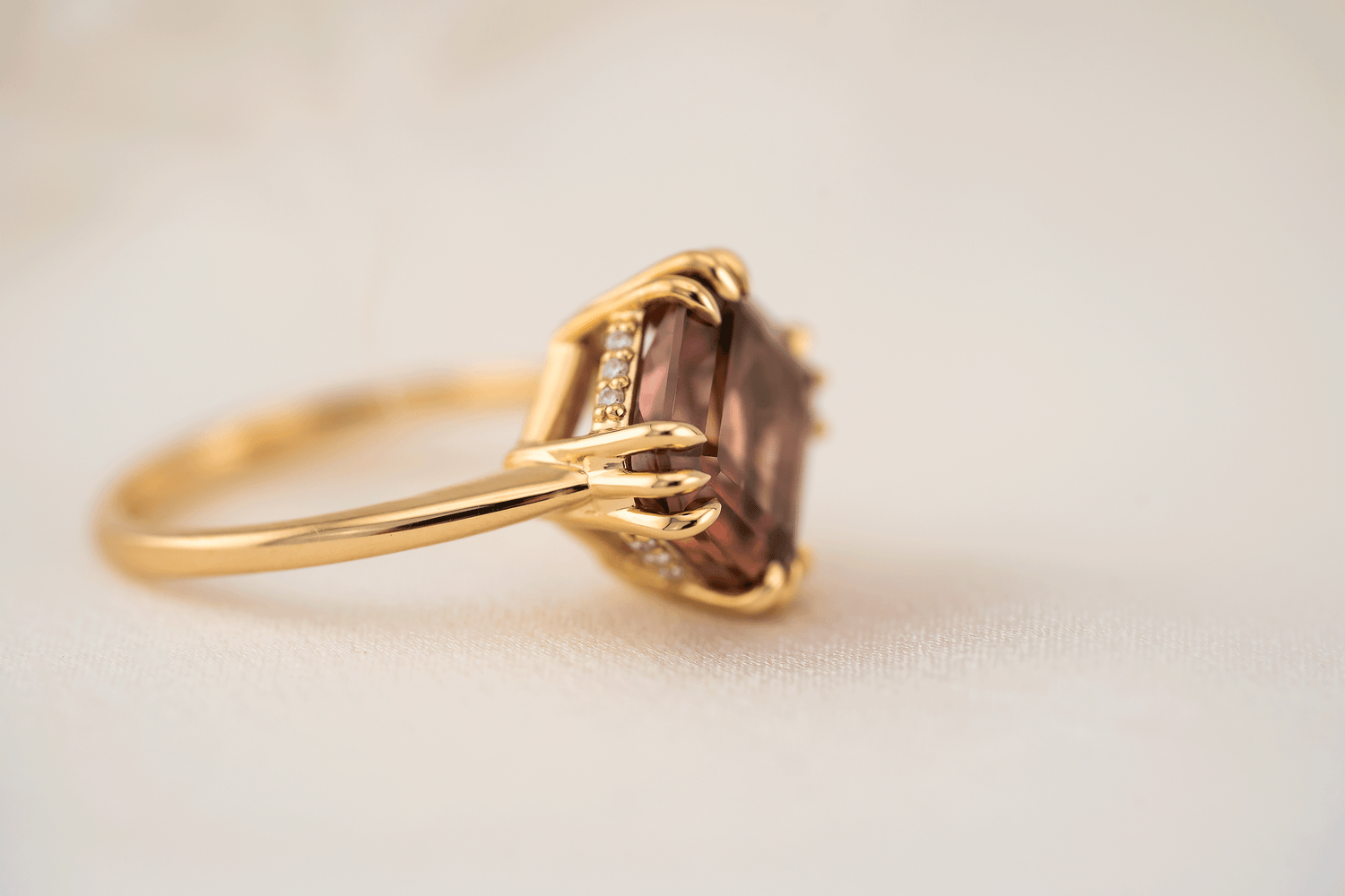 The Thalassa Ring | 4.5 CT Radiant Rosewood Tourmaline