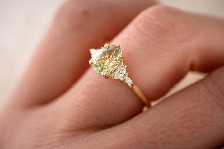 The Maeve 1.64 CT Pear Mint Green Sapphire Ring