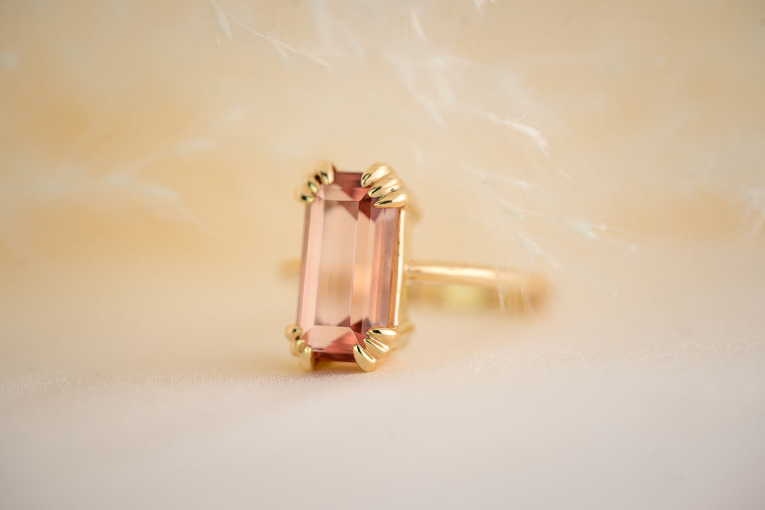 The Thalassa 4.1 CT Emerald Cut Pink Tourmaline Ring