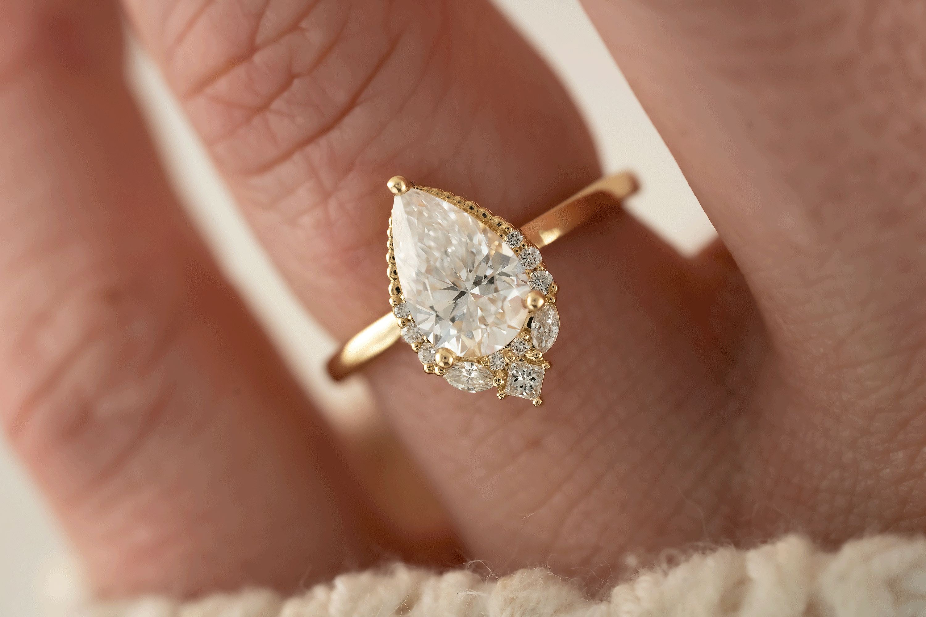 The Charlotte Ring | Pear Diamond - Lavender Creek Gems 
