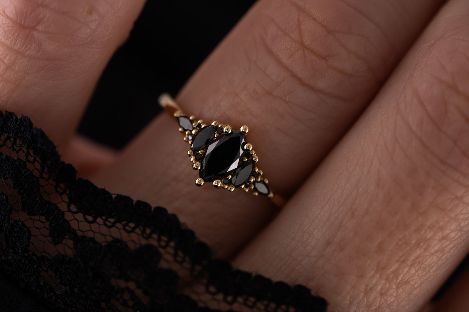 The Mini Maeve Ring | Marquise Black Diamond