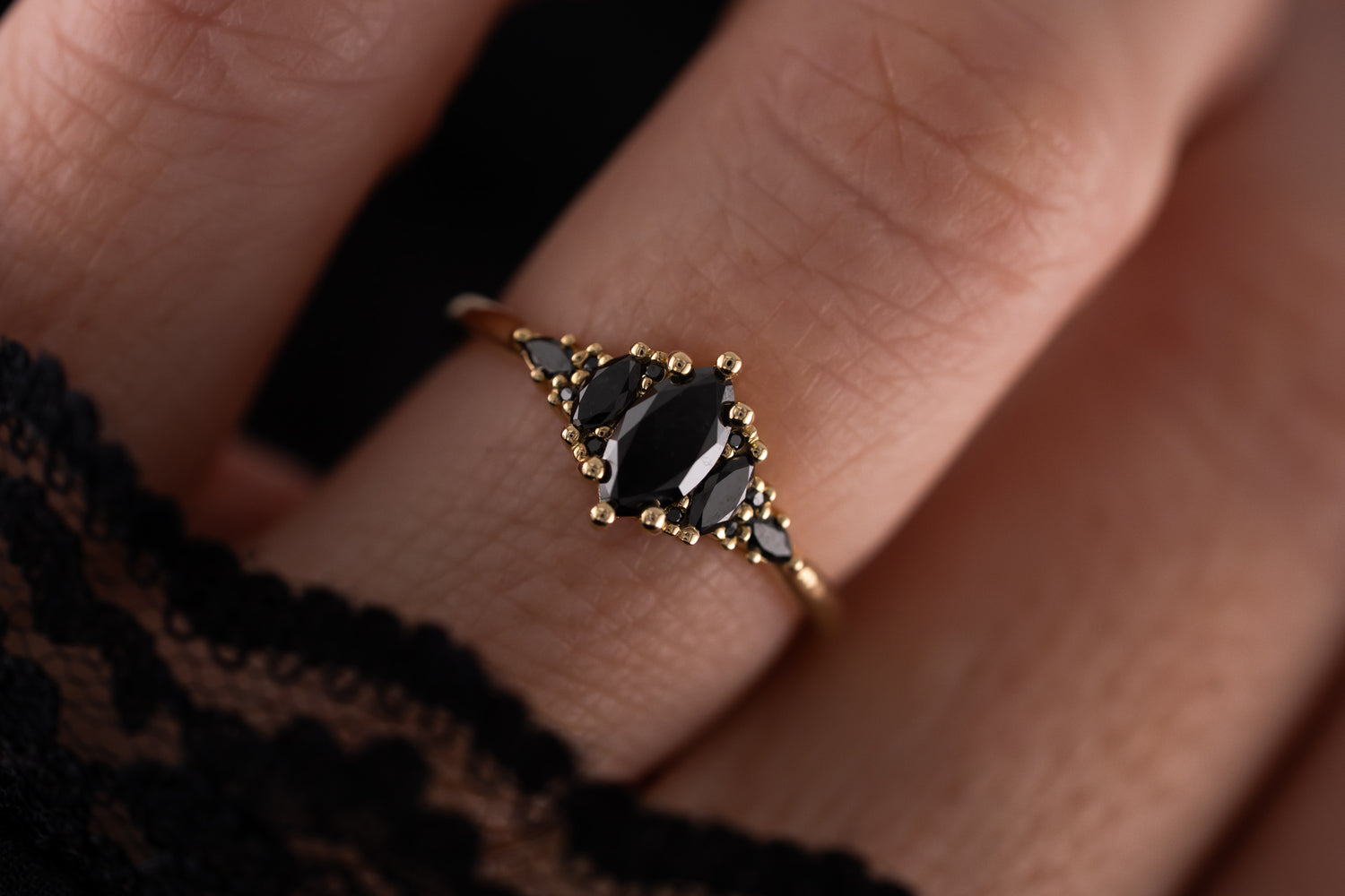 The Mini Maeve Ring | Marquise Black Diamond