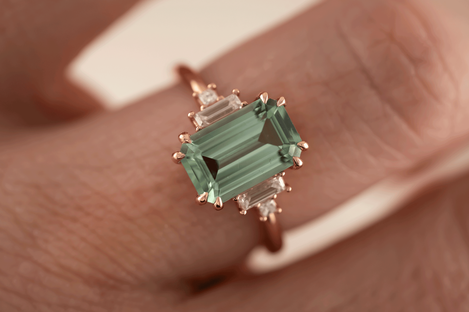 The Mira Ring | 2.69 CT Emerald Cut Lagoon Tourmaline - Lavender Creek Gems 